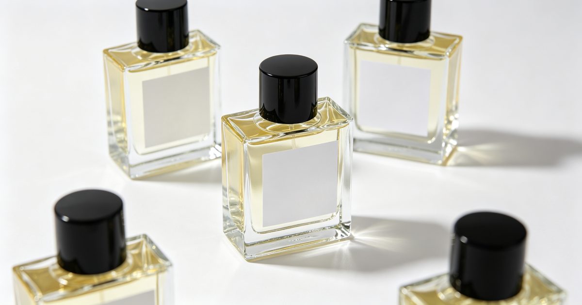 Minimal perfume bottles with blank labels ready for a new brand launch